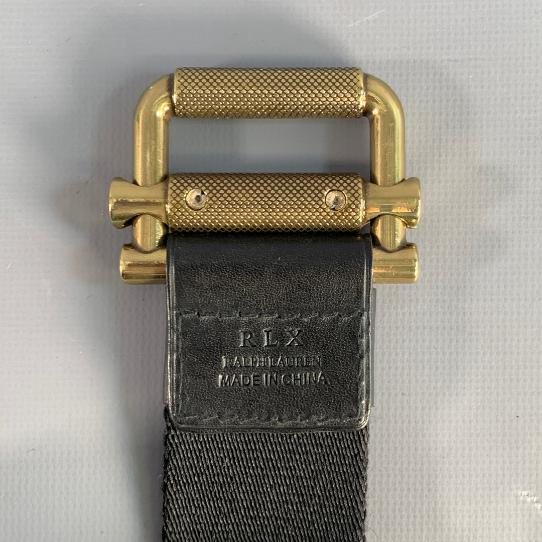 RLX by RALPH LAUREN Size One Size Black Gold Canvas Belt
