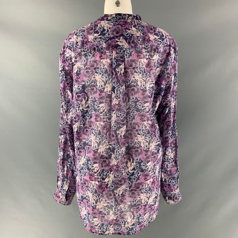 ISABEL MARANT Size S Purple Blue Cotton Floral Oversized Blouse