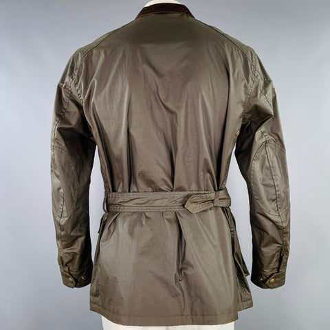 BELSTAFF Size 42 Trialmaster Dark Green Cotton Belted Jacket