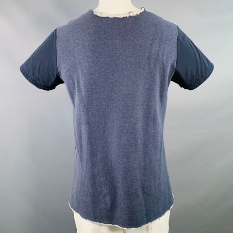 ROCHAMBEAU Size XL Navy White Cotton Polyester Raw Edge T-shirt