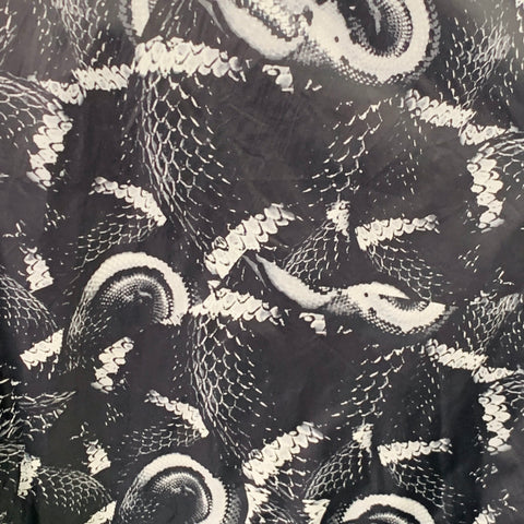 MARCELO BURLON Size M Black Grey Snake Polyamide Oversized Hooded Raincoat
