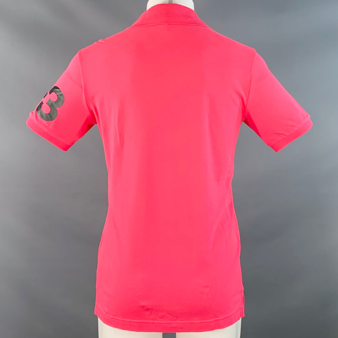 Y-3 Size M Hot Pink Cotton Logo Half Placket Polo