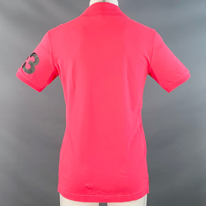 Y-3 Size M Hot Pink Cotton Logo Half Placket Polo
