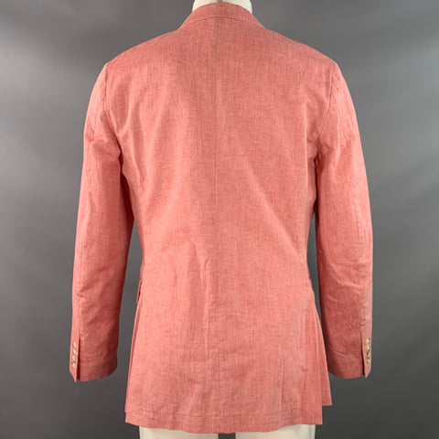 J. CREW Size 40 Ludlow Red Woven Cotton Linen Notch Lapel Jacket
