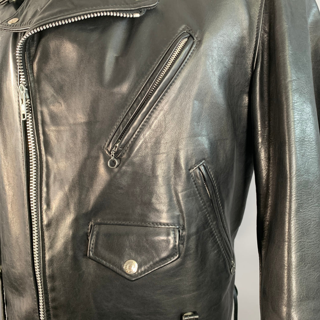 PERFECTO by  SCHOTT Vintage Size 46 125 Black Leather Motorcycle Jacket