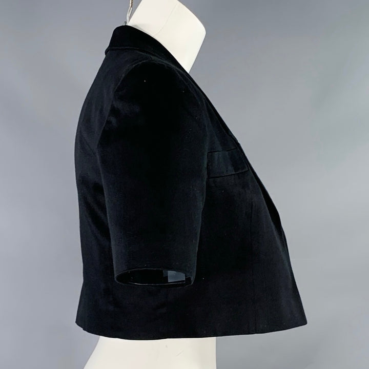 LOUIS FERAUD Size 4 Black Cotton Cropped Jacket Blazer
