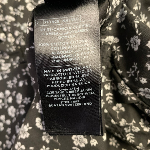 TOM FORD Size S Black White Floral Cotton Long Sleeve Shirt