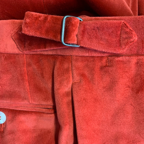 PHINEAS COLE Size 34 Red Velvet Cotton Side Tabs Tapered Dress Pants