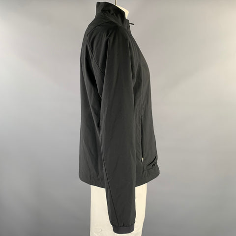 VOLLEBAK Size L Black Wool Blend Zip Up Jacket