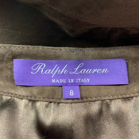 RALPH LAUREN COLLECTION Size 8 Brown Suede Pencil Mid-Calf Skirt