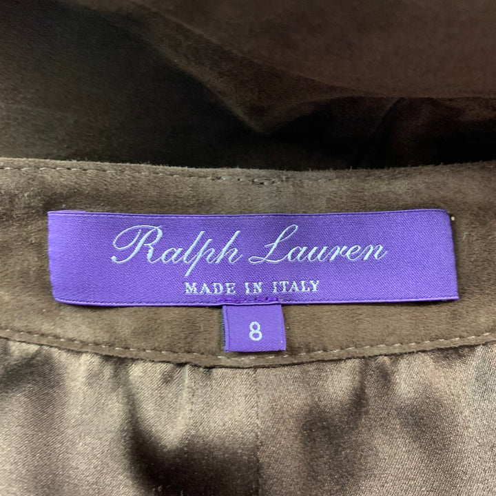 RALPH LAUREN COLLECTION Size 8 Brown Suede Pencil Mid-Calf Skirt