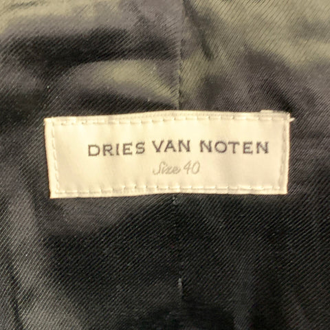 DRIES VAN NOTEN Size M Black Orange Wool Blend Beaded Single Button Coat