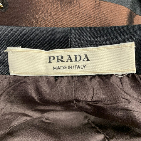 PRADA SS05 Size 2 Brown Black Wool Silk Embellishment Jacket Blazer