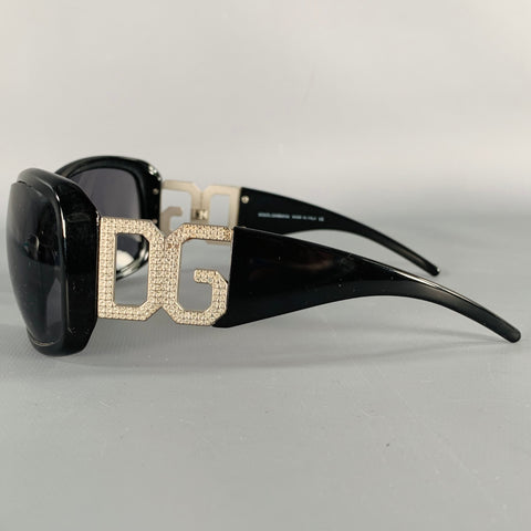 DOLCE & GABBANA Black Silver Rhinestones Sunglasses