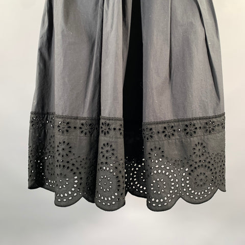 MARC JACOBS Size 2 Black Cotton Blend Lace A-Line Mid-Calf Skirt