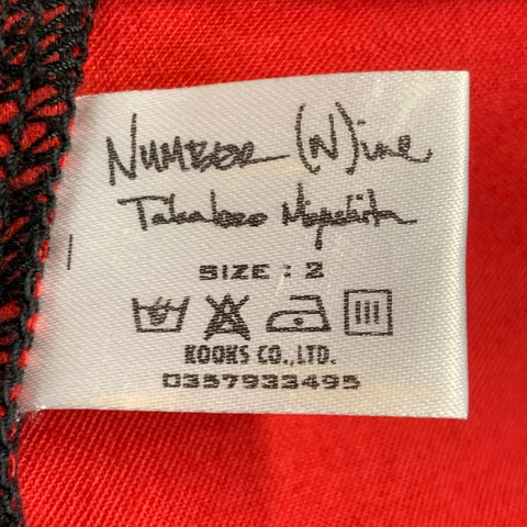 NUMBER (N)INE Size M Red Black Cotton Blend Checkered Straps Zip Fly Bondage Casual Pants