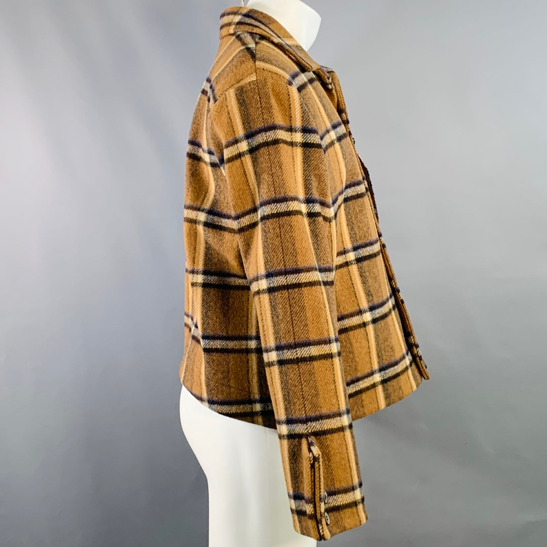 ADER ERROR Size M Brown Plaid Wool Blend One Pocket Cropped Jacket