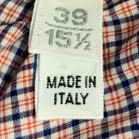 LANVIN Size S Red Blue White Checkered Cotton Long Sleeve Shirt