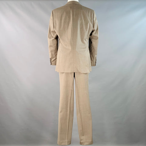 HUGO BOSS Size 40 Regular Grey Taupe Nailhead Virgin Wool Suit