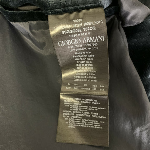 GIORGIO ARMANI Chest Size 44 Blue Turqoise Velvet Polyester Sport Coat