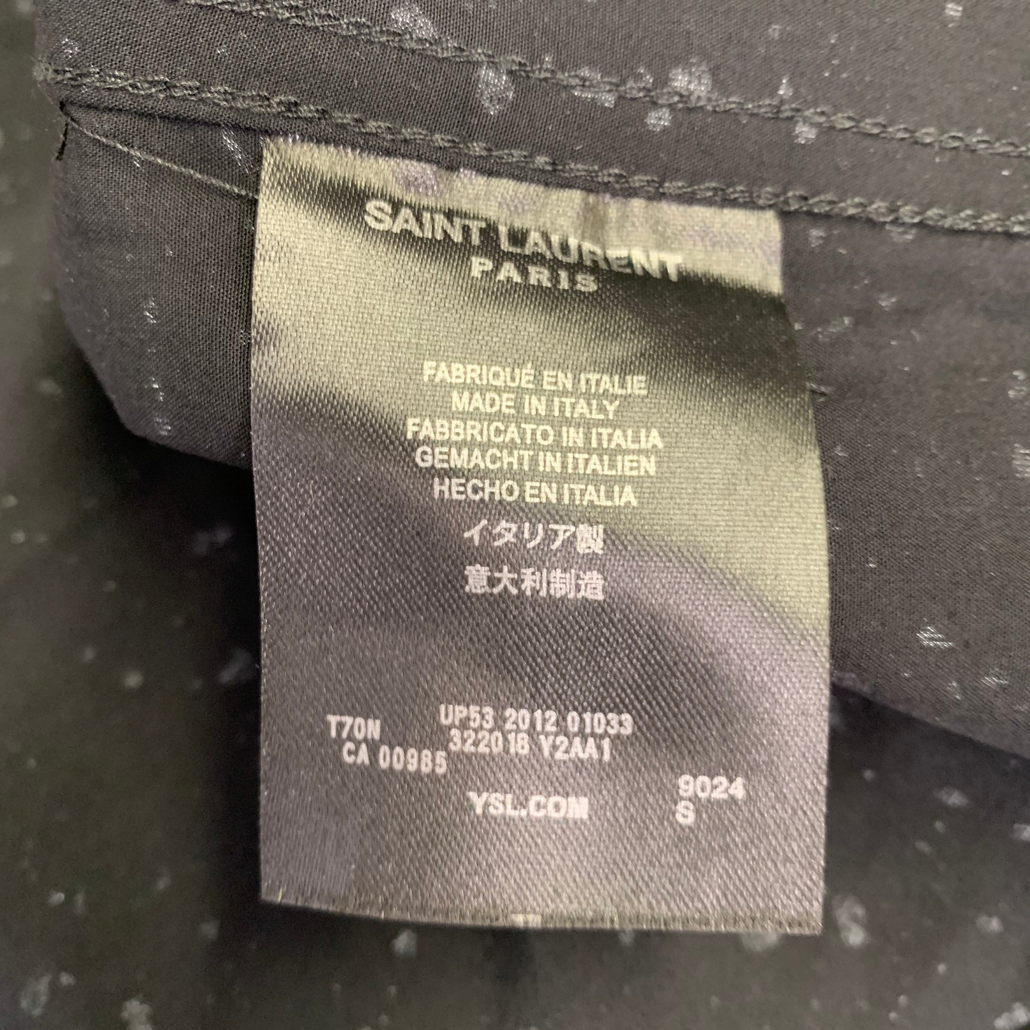 SAINT LAURENT Size S Black White Paint Splatter Cotton Long Sleeve