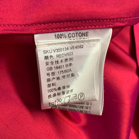 VERSACE COLLECTION Size M Red Shimmery Cotton Hidden Buttons Short Sleeve Camp Shirt