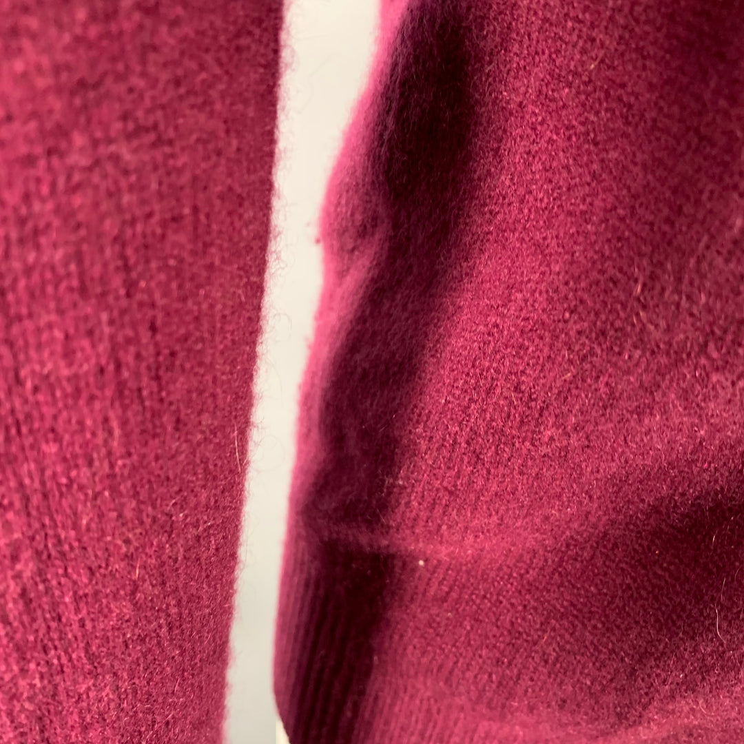 BURBERRY BRIT Size S Red Raspberry Cashmere Elbow Patches Crew Neck Sweater