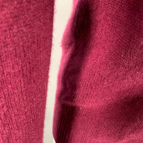 BURBERRY BRIT Size S Red Raspberry Cashmere Elbow Patches Crew Neck Sweater