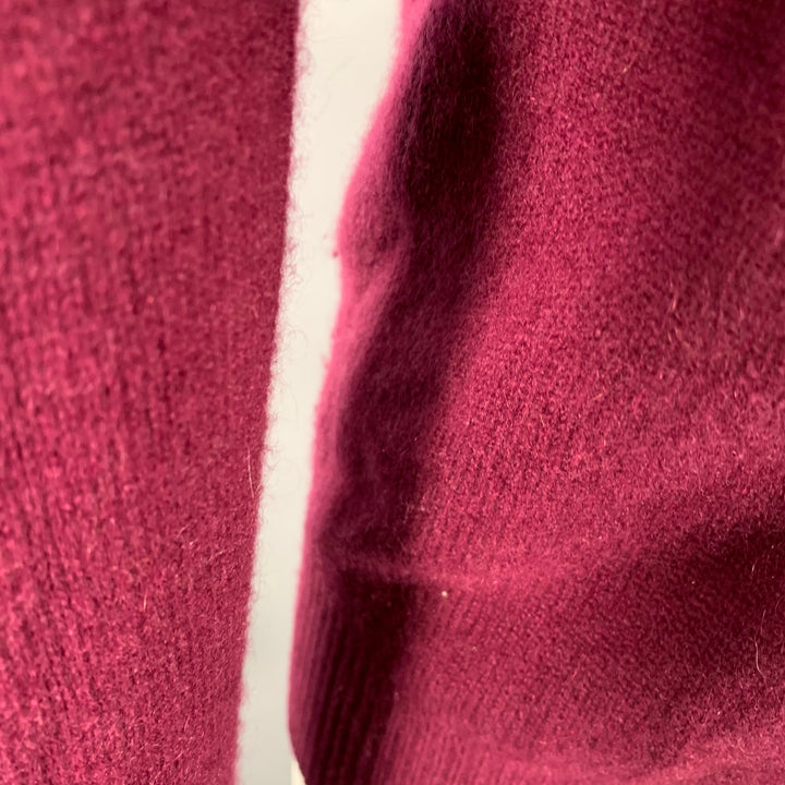 BURBERRY BRIT Size S Red Raspberry Cashmere Elbow Patches Crew Neck Sweater