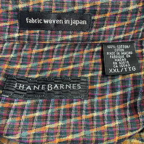 JHANE BARNES Size XXL Multi Color Checkered Cotton One pocket Long Sleeve Shirt