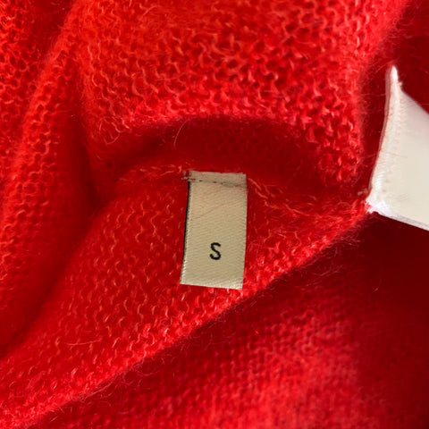 GUCCI Size S Red Mohair Silk Feather Sleeve Pullover