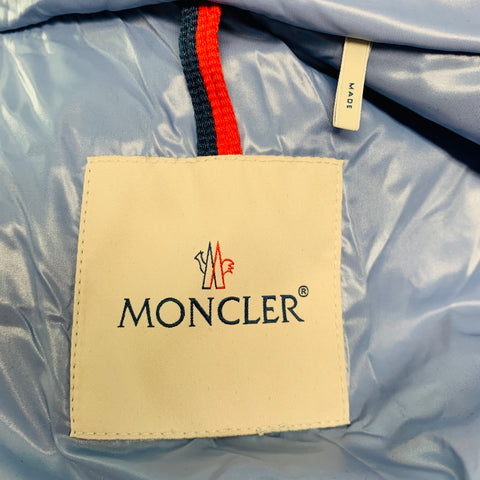 MONCLER Size XXXL Light Blue Quilted Polyamide Zip Up Jacket