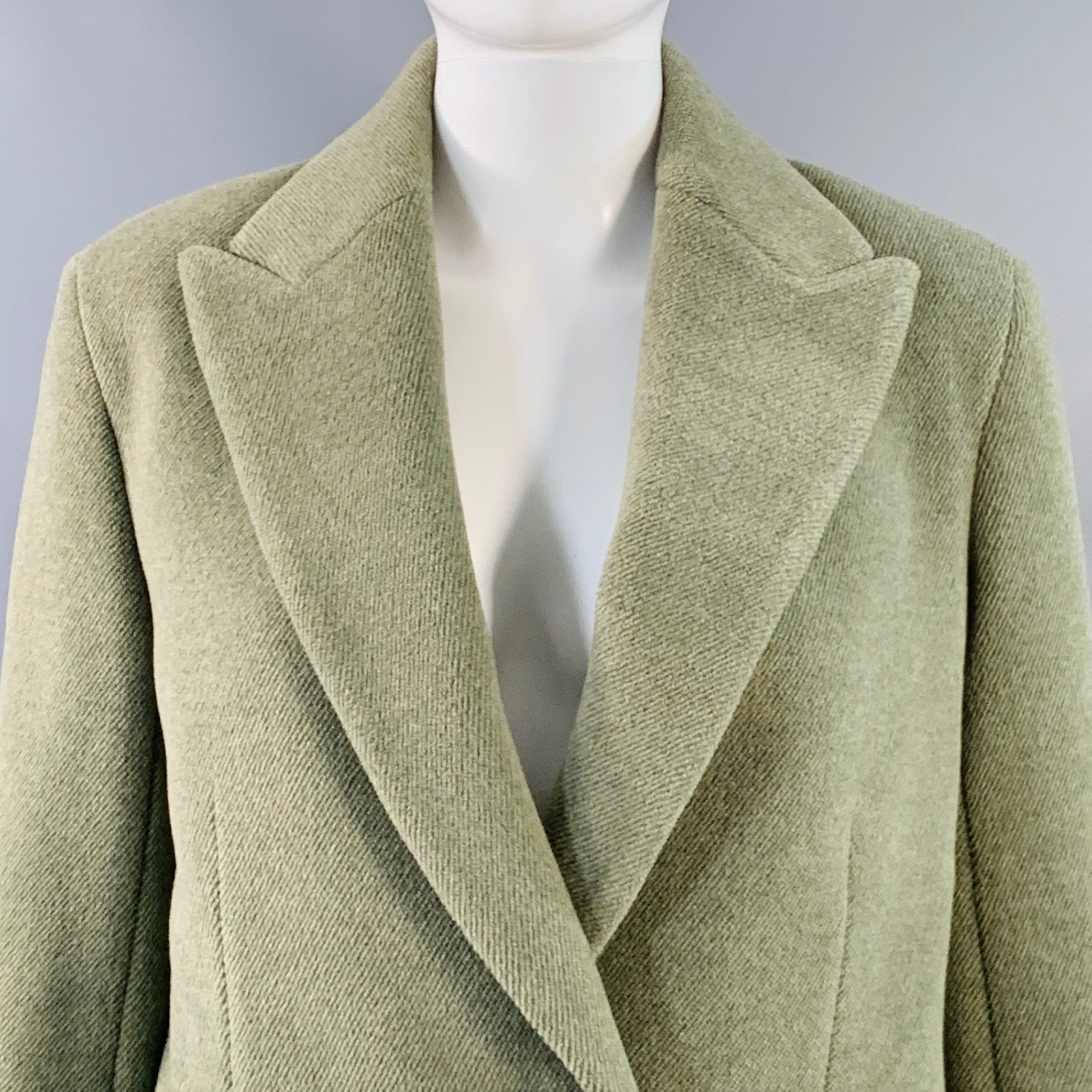 THE ROW Size XS Green Sage Wool Polyamide Twill Double Breasted