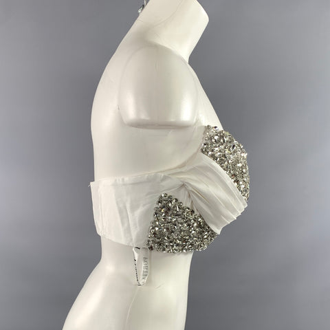 PORTIA & SCARLETT Size 6 White Polyester Blend Beaded Strapless Dress Top