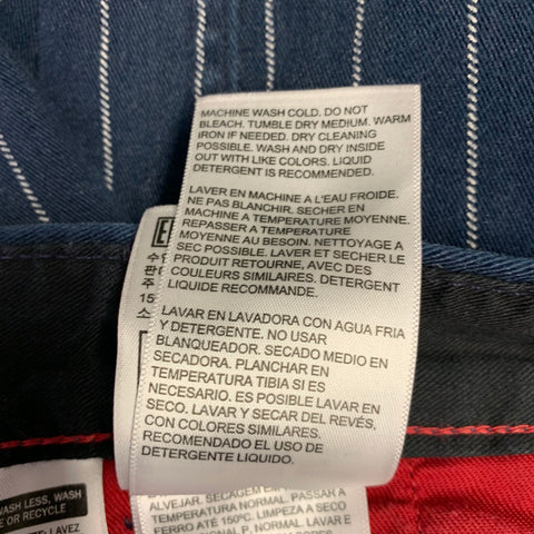 LEVI STRAUSS Size 36 Navy White Pinstripe Cotton Blend Flat Front Casual Pants