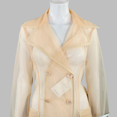 DOLCE & GABBANA Taille 2 Trench-coat transparent en marquisette mélangée de polyamide beige