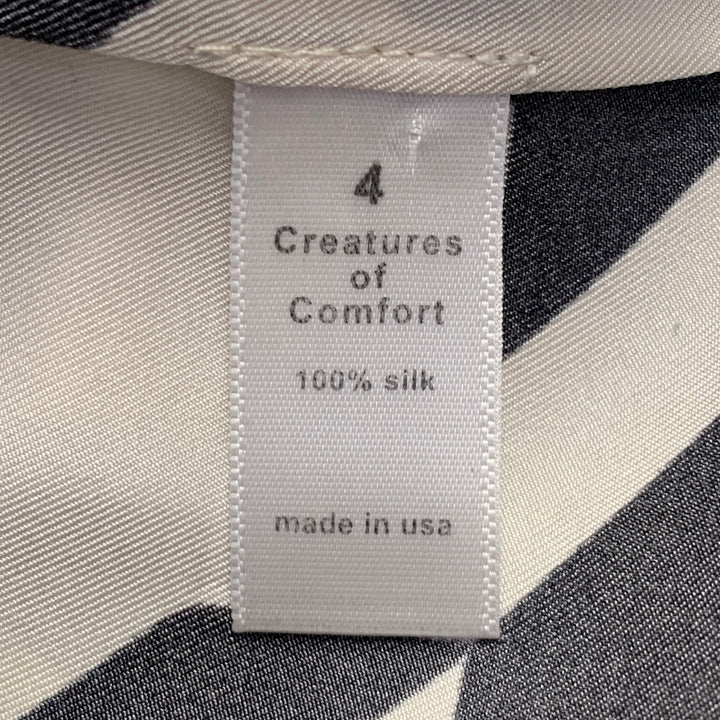 CREATURES of COMFORT Size 4 Black Beige Silk Twill Houndstooth Collarless A-Line Dress