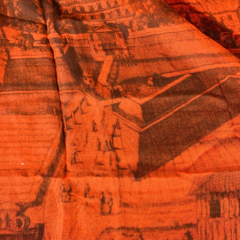 ZAZZI Brown Orange Old City Print Modal Blend Scarf