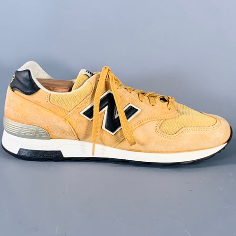 NEW BALANCE Size 11 1400 Mustard Yellow Suede Mesh Athletic Sneakers