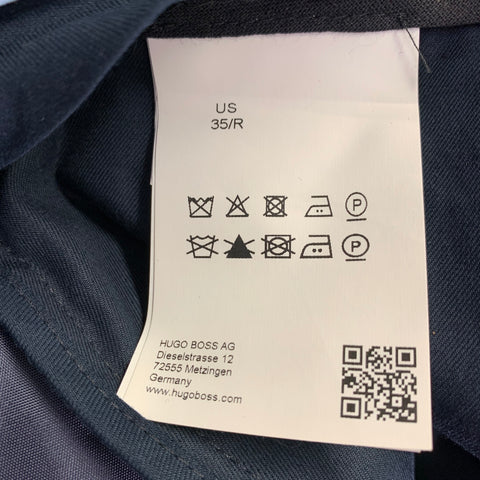BOSS by HUGO BOSS Size 35 Navy Virgin Wool Flat Front Dress Pants