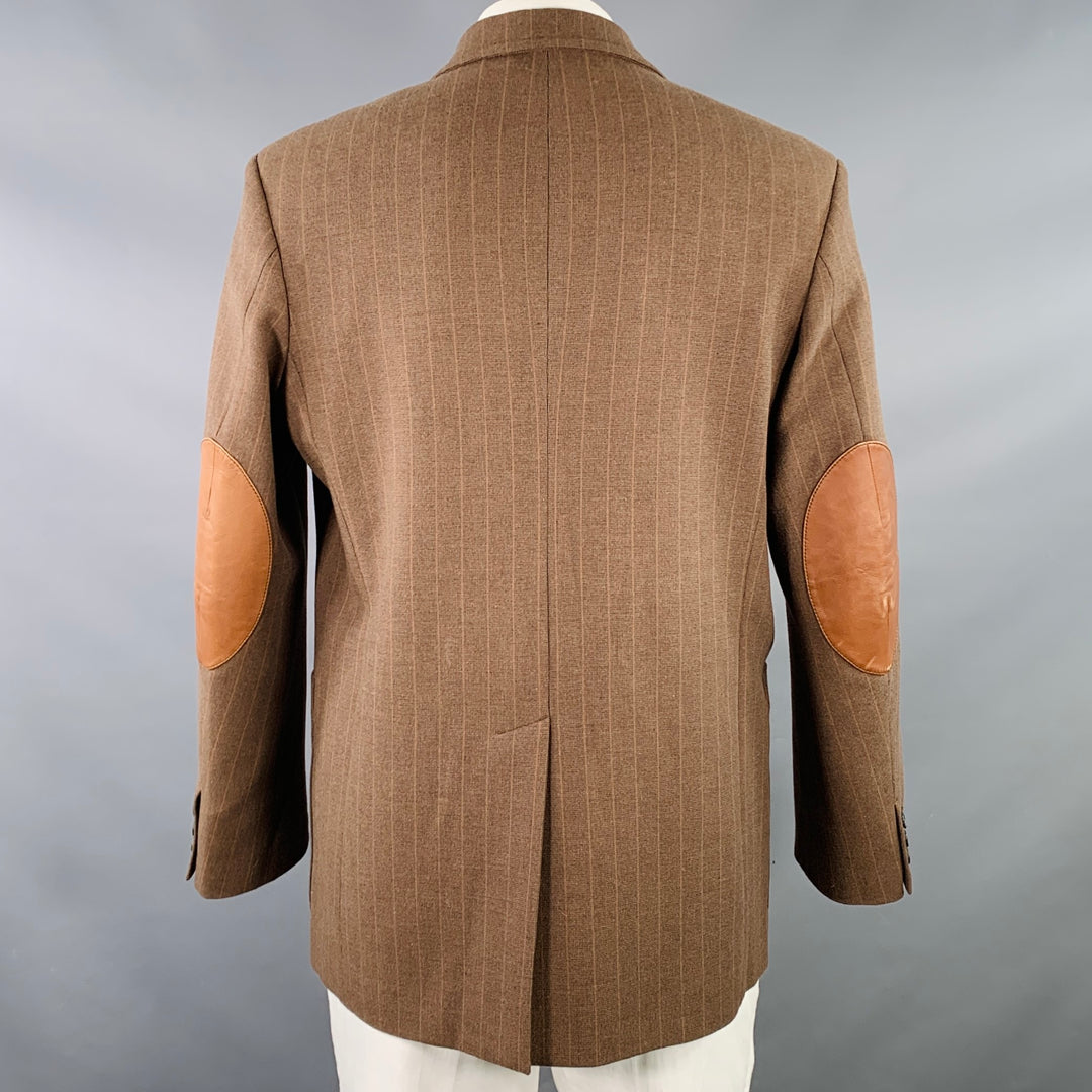 WALES BONNER AW19 Mumbo Jumbo Size 42 Walnut Check Brown Black Stripe Polyester Blend Sport Coat