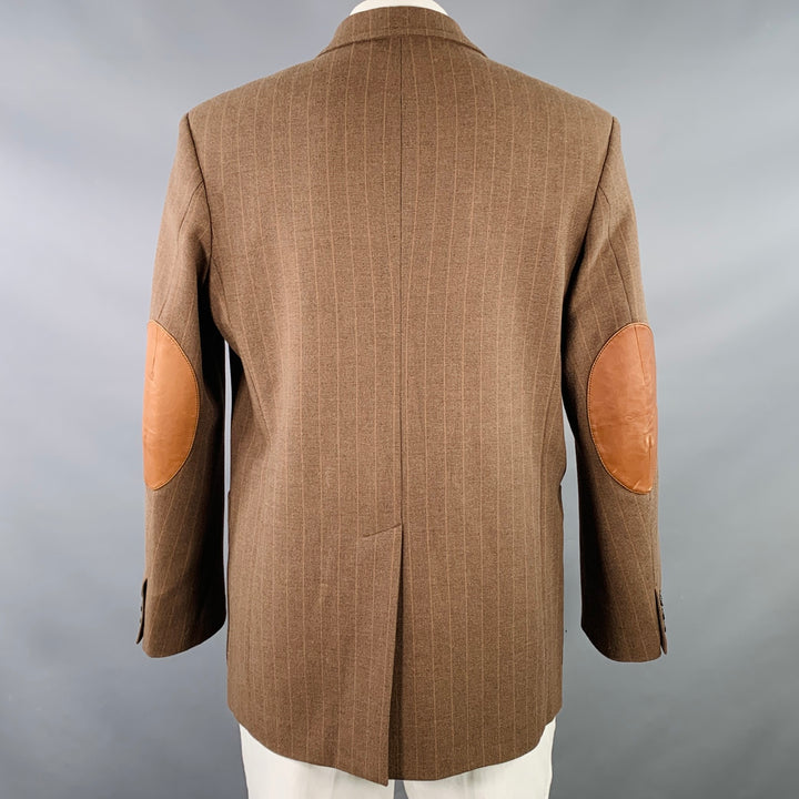 WALES BONNER AW19 Mumbo Jumbo Size 42 Walnut Check Brown Black Stripe Polyester Blend Sport Coat