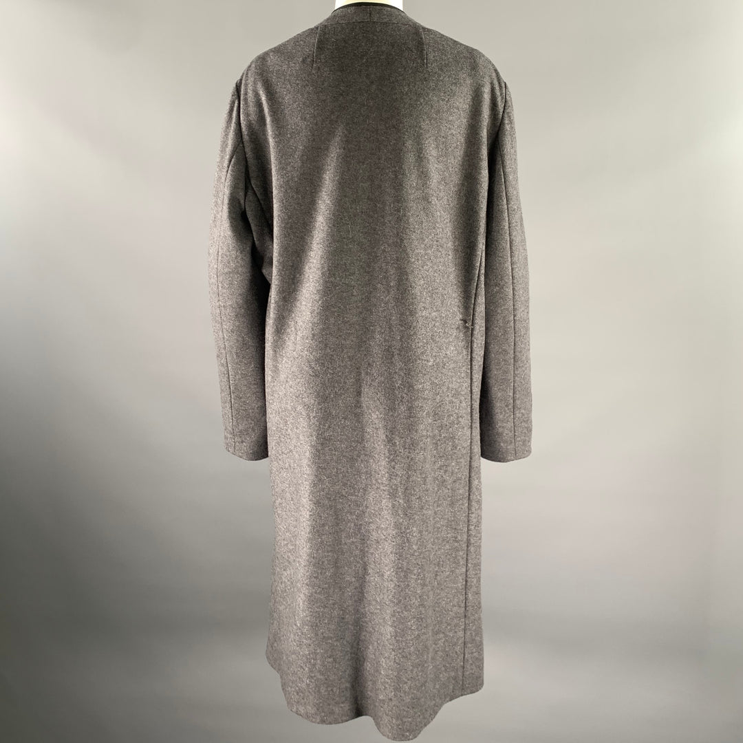 THE ROW Size 12 Grey Black Wool Lambskin Coat