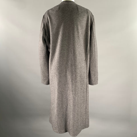 THE ROW Size 12 Grey Black Wool Lambskin Coat