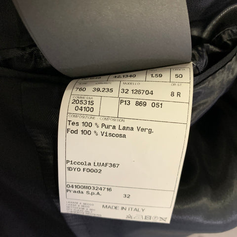 PRADA Chest Size 40 Black Wool Notch Lapel 35 31 Suit