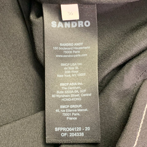 SANDRO Size 4 Black Gold Polyester Blend Contrast Stitch Sleeveless Dress