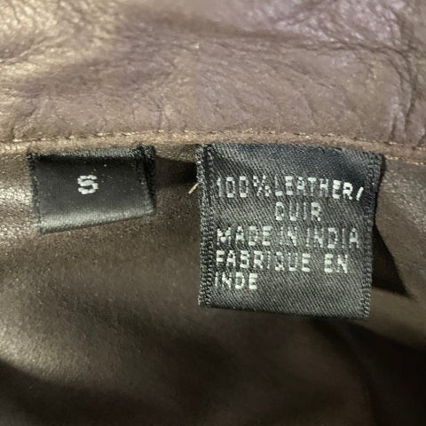 DKNY Size XS Brown Leather Long Sleeve Shirt