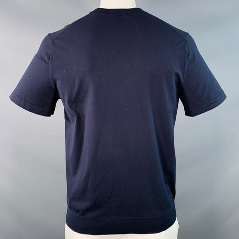 THEORY Size L Navy Cotton Jersey Crew Neck T-shirt