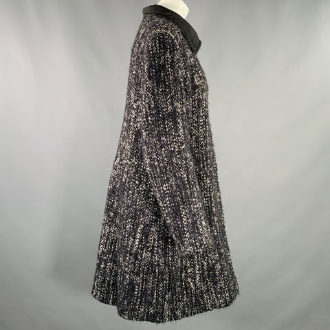 MARINA RINALDI Taille M Manteau réversible en tweed de mélange de laine noire et blanche