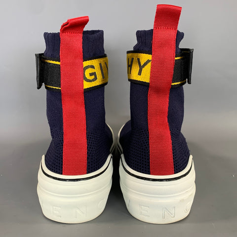 GIVENCHY Size 9 Navy White Fabric Pull On Boots